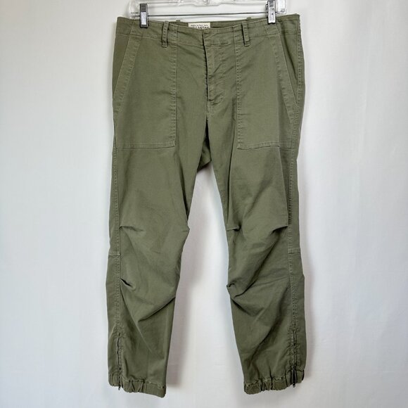 Nili Lotan Cropped Military Pants 111/88 80NL ‎ Women's 8 Green Ankle Zip Jogger - Picture 1 of 14